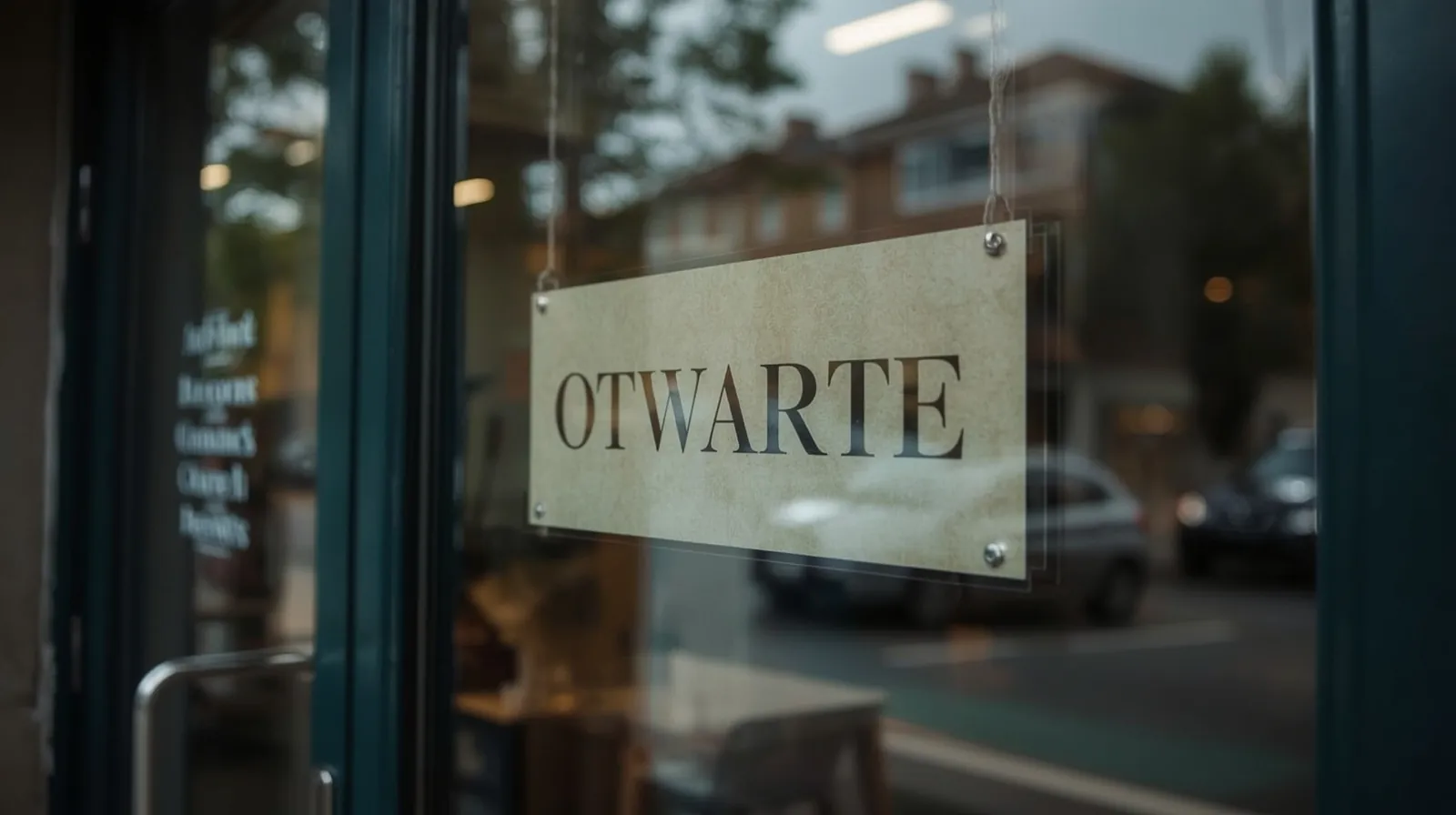 Szyld na dzwiach do sklepu otwarte w niedziele